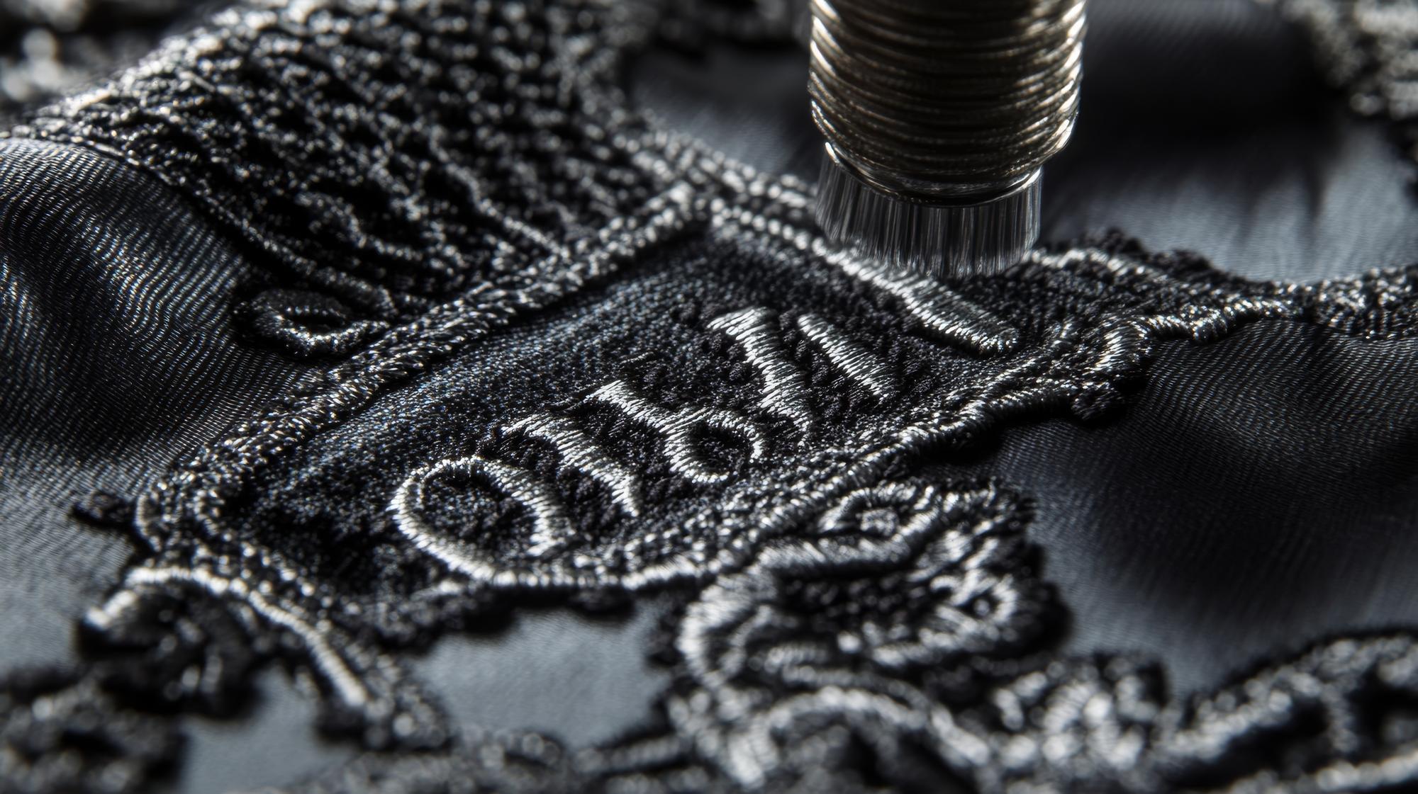 Textured monogram on velvet
