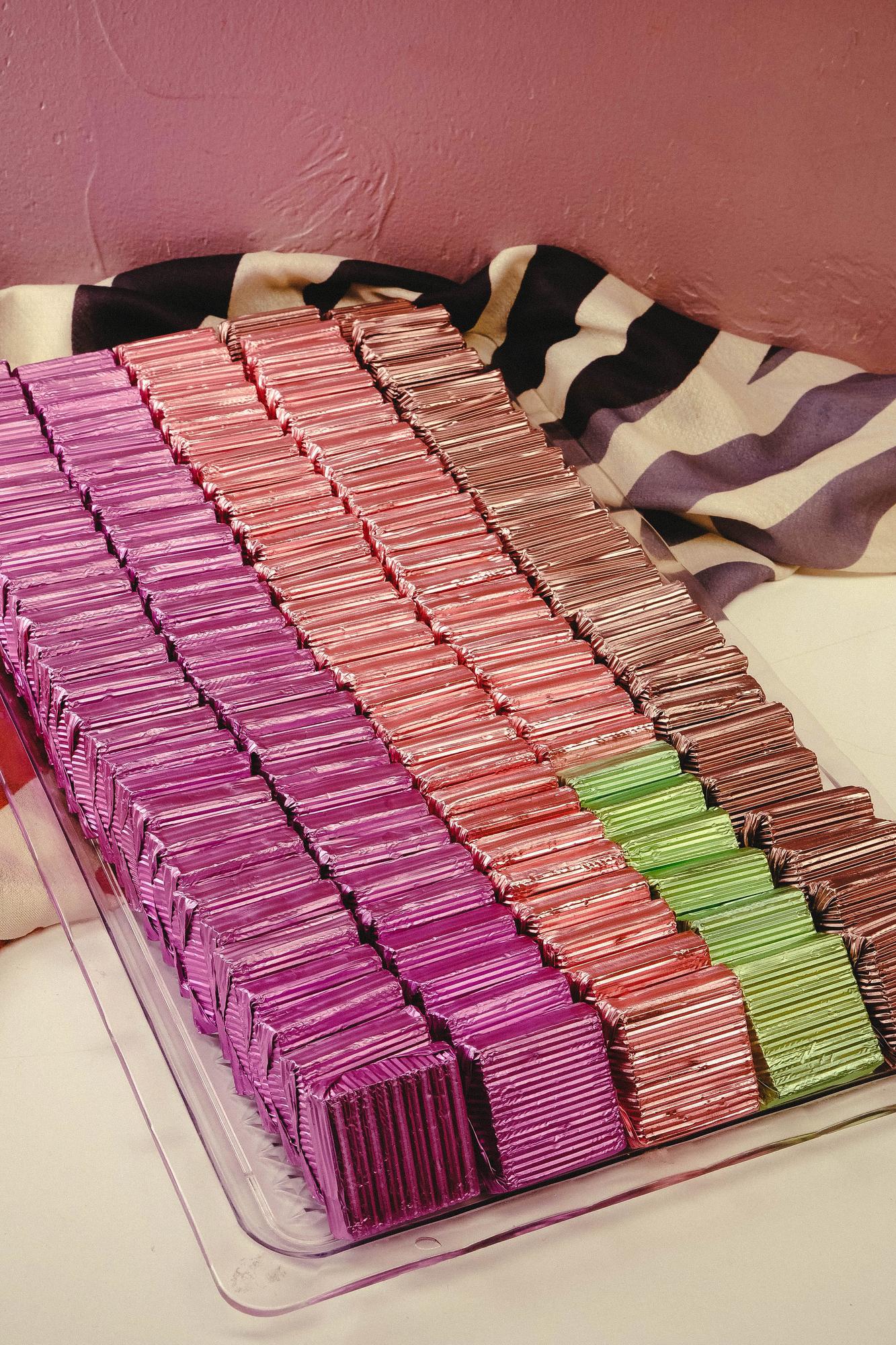 Small sample swatches of embroidery threads